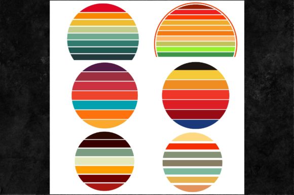 Retro Vintage Sunsets Circle Shapes